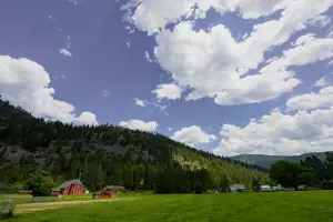 West Riverside Lions Park with barn
