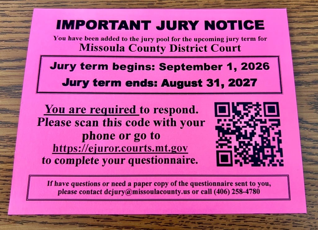 Bright Pink Jury Notice Postcard With Link And QR Code