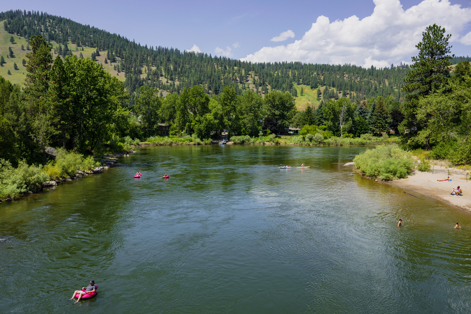 Clark Fork View From Deer Creek Bridge, East Missoula summertime